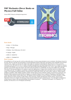 PdF Mechanics (Dover Books on Physics) Full Online