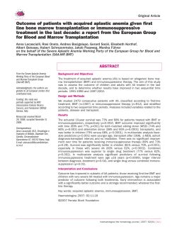 Outcome of patients with acquired aplastic anemia given first line