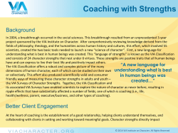 Coaching with Strength - VIA Institute on Character