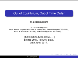 Out of Equilibrium, Out of Time Order