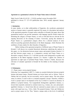 2.1. Proper names versus proprial lemmas - Llacan