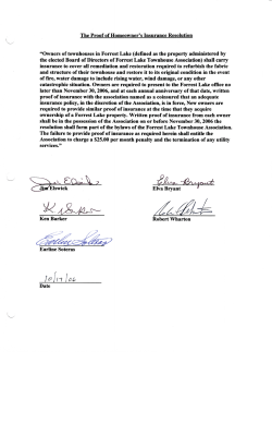 Proof of Insurance - Forrest Lake Townhomes
