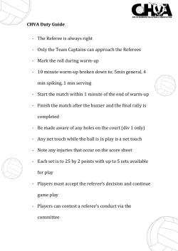 CHVA Duty Guide - The Referee is always right