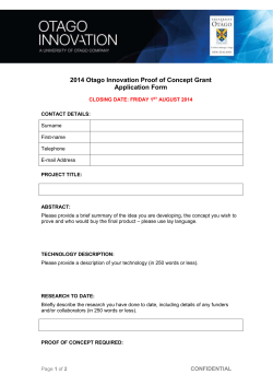 2014 Otago Innovation Proof of Concept Grant Application Form