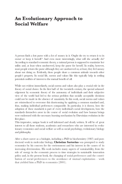 An Evolutionary Approach to Social Welfare
