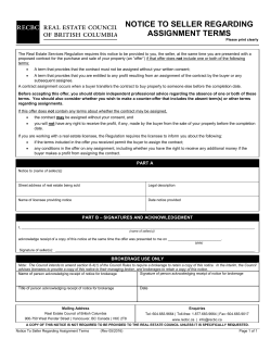 Notice to Seller Regarding Assignment Terms