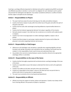 Article I &ndash; Responsibilities to Players Article II &ndash; Responsibility to