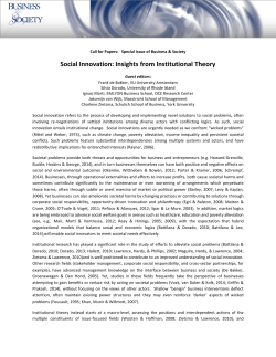 Social Innovation: Insights from Institutional Theory