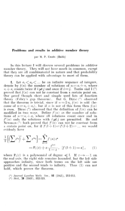 Problems and results in additive number theory In this lecture I will