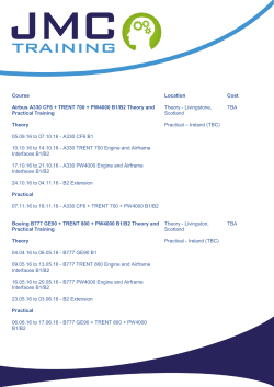 Course Location Cost Airbus A330 CF6 + TRENT 700 + PW4000 B1
