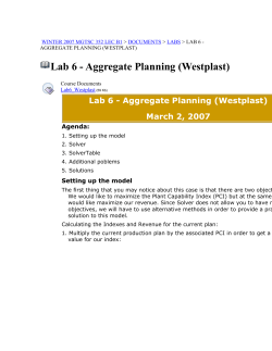 Lab 6 - Aggregate Planning (Westplast)