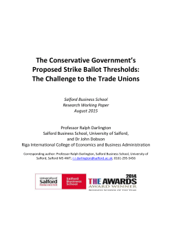 The Conservative Government`s Proposed Strike Ballot Thresholds