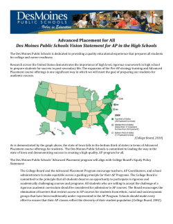 Advanced Placement for All Des Moines Public Schools Vision