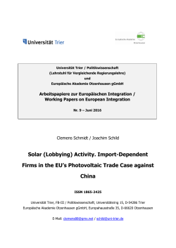 Solar (Lobbying) Activity. Import-Dependent Firms