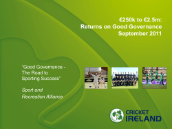 250K to &euro;2.5m Cricket Ireland &ndash; Returns on Good Governance