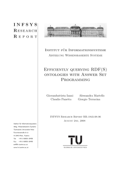 INFSYS Research R eport Efficiently querying RDF(S) ontologies