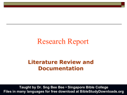 Documentaion and Literature Review