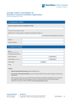 Change and/or Cancellation of Resource Consent Condition