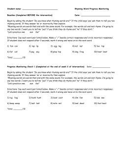 Student name: Rhyming Word Progress Monitoring Baseline