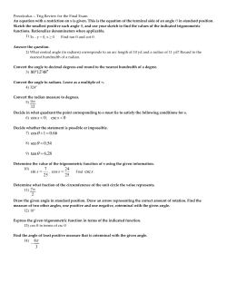 Precalculus -- Trig Review for the Final Exam An equation with a