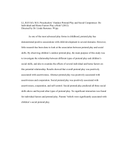 Preschoolers` outdoor pretend play and social competence