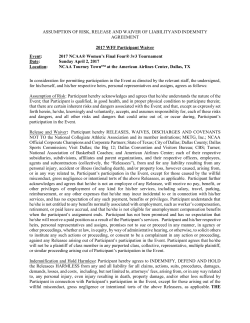 ASSUMPTION OF RISK, RELEASE AND WAIVER OF