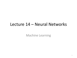 Lecture 14 * Neural Networks