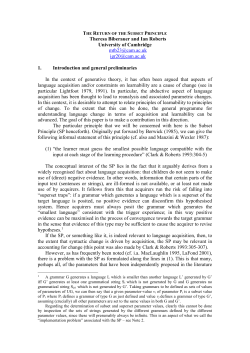 THE RETURN OF THE SUBSET PRINCIPLE: A GERMANIC CASE