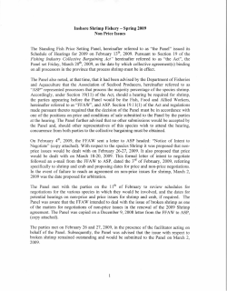 Inshore Shrimp Fishery &mdash; Spring 2009 Non Price Issues The