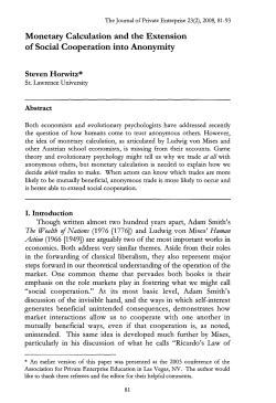 Monetary Calculation and the Extension of Social Cooperation into