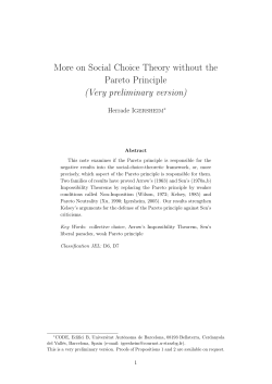 on Social Choice Theory without the Pareto