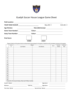 Guelph Soccer House League Game Sheet