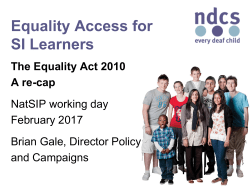 Equality of Access for SI Learners Reasonable Adjustment