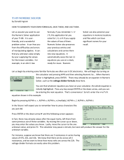 Now let me illustrate a few features of the Numeric Solver which will