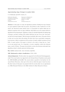 Approximating rings of integers in number fields J. A. Buchmann and
