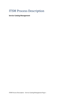 Service Catalog Management Process Owner