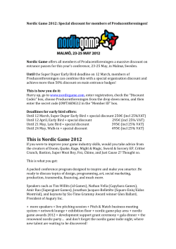 Nordic Game 2012: Special discount for members of