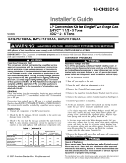 Installers Guide LP Conversion Kit for Single/Two Stage