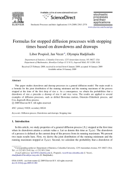 Formulas for stopped diffusion processes with stopping times based