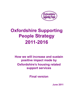 Oxfordshire Supporting People Strategy 2011