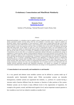 Artificial Life Evolutionary Connectionism and Mind/Brain Modularity