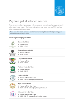 Play free golf at selected courses