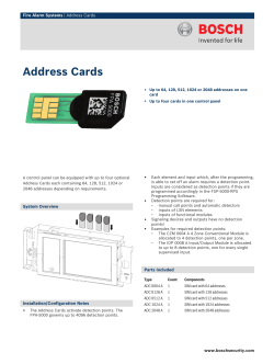 Address Cards - Bosch Security Systems