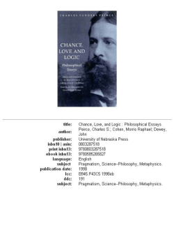 Chance, Love, and Logic : Philosophical Essays