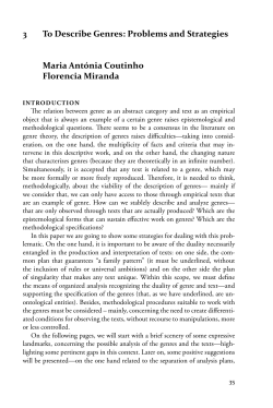 3 To Describe Genres: Problems and Strategies Maria Ant&oacute;nia