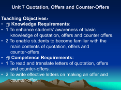 Unit 7 Quotation,Offers and Counter