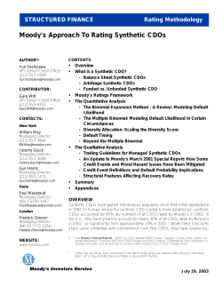 Moody`s Approach To Rating Synthetic CDOs