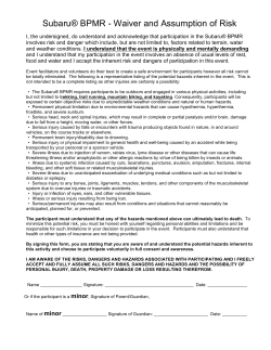 Subaru&reg; BPMR - Waiver and Assumption of Risk