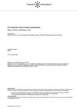 Tilburg University Firm behaviour and innovative