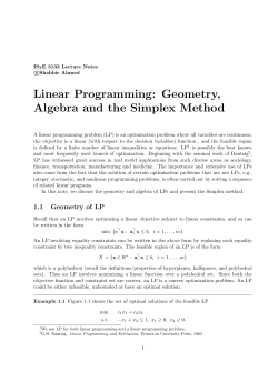 Geometry, Algebra and the Simplex Method